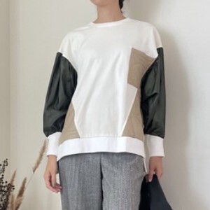 T-shirt Dolman Sleeve Pullover Brushed Quilted
