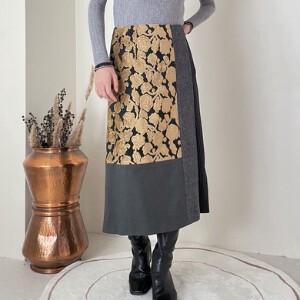 Skirt Patchwork Jacquard Floral Pattern