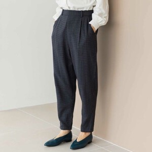 Full-Length Pant Houndstooth Pattern Cotton Tapered Pants