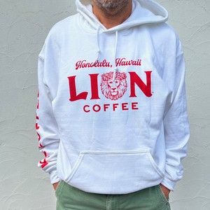 Sale !! LION COFFEE　アイランドチェーン　フーディー　（裏起毛）ホワイト