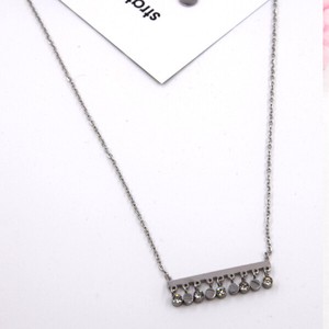Stainless Steel Chain Necklace sliver Rhinestone