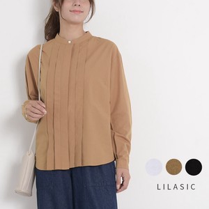Button Shirt/Blouse Plain Color Long Sleeves Tops Ladies' M Cotton Blend
