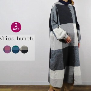 Casual Dress Brushing Fabric Yarn-dyed Checked Pattern 2Way Cotton Linen One-piece Dress