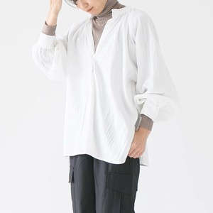 Button Shirt/Blouse Polyester 2Way Gathered Blouse Ladies' Washer