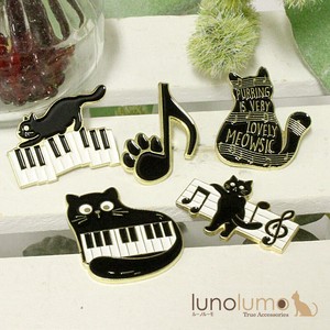 Brooch Black-cat Music Music Note Cat