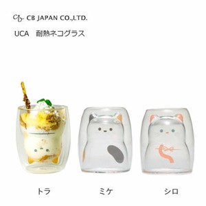 耐熱ネコ ダブル グラス トラ ミケ シロ  CBジャパン
