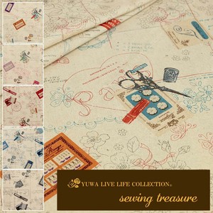 有輪商店 YUWA 綿麻キャンバス "sewing treasure" [A:Multi] / 生地 布 / 全5色 / 444910