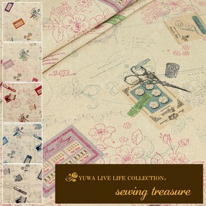 有輪商店 YUWA 綿麻キャンバス "sewing treasure" [B:Pink] / 生地 布 / 全5色 / 444910