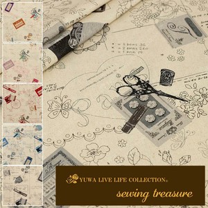 有輪商店 YUWA 綿麻キャンバス "sewing treasure" [E:Black] / 生地 布 / 全5色 / 444910