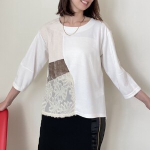 T-shirt Patchwork Pullover Mixing Texture