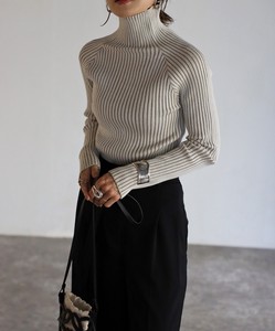 Sweater/Knitwear High-Neck Wide Ribbed Knit