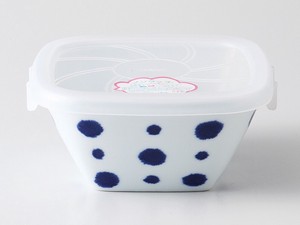 【SALE】波佐見焼　藍染水玉 角ノンラップ鉢