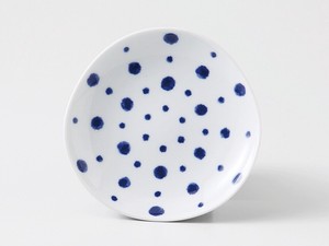 【SALE】波佐見焼　藍染水玉 変形小皿