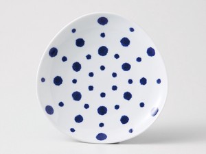 【SALE】波佐見焼　藍染水玉 変形取皿
