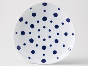 【SALE】波佐見焼　藍染水玉 変形多用皿