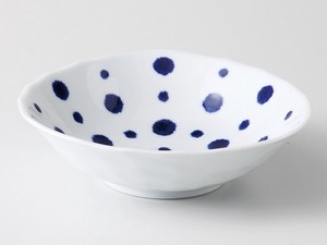 【SALE】波佐見焼　藍染水玉 変形小鉢