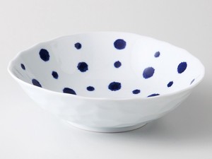 【SALE】波佐見焼　藍染水玉 変形多用鉢