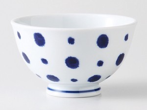 【SALE】波佐見焼　藍染水玉 軽量飯碗
