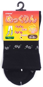 【秋冬定番】婦人トップ袋編みポイント花柄ロークルーソックス