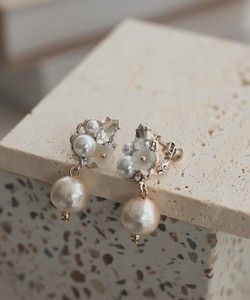 Pierced Earrings Silver Post Pearl Bijoux Cotton