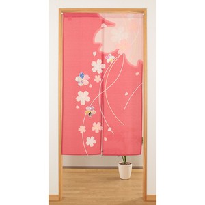 和風のれん アップリケ　桜 さくら   HANAMI  花見さくら　ピンク　85×150