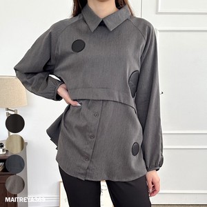 Button Shirt/Blouse Layered Look Ladies' Polka Dot
