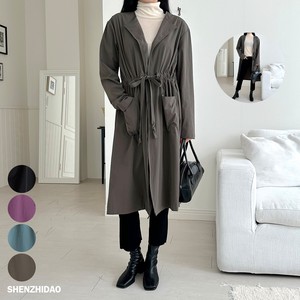 Coat Collarless Outerwear Long Ladies'