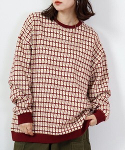 Sweatshirt Jacquard Patterned All Over Knit Sew