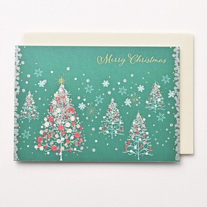 クリスマスカード ■ツリー柄 ■箔押し、グリッター付き ■二つ折り無地中紙付