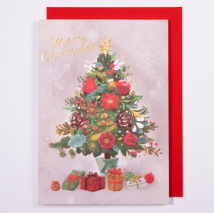 クリスマスカード ■カントリー&ナチュラルテイストのクリスマスツリー柄 ■エンボス加工