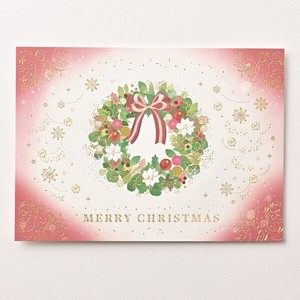 クリスマスイラストポストカード■2023年新商品 ■暖かみあるシンプル系リース柄
