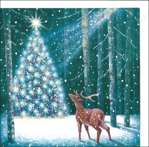 グリーティングカード クリスマス「ツリーと鹿」メッセージカード 2023新作