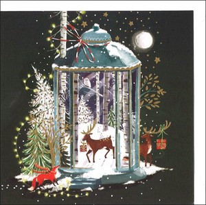 グリーティングカード クリスマス「プレゼントを持った鹿」メッセージカード 2023新作