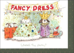 グリーティングカード クリスマス「おしゃれなドレスを着た猫と犬」メッセージカード 2023新作