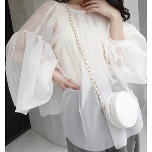 Tunic Tulle Gathered Blouse Layered Casual Spring New Color Autumn/Winter
