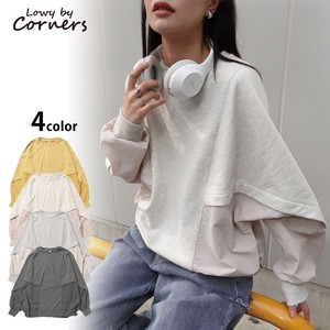 T-shirt Dolman Sleeve Pullover Brushed Docking Tops Spring Autumn/Winter