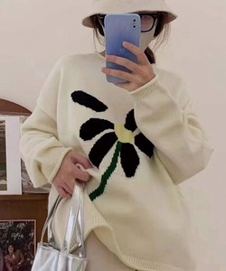 Sweater/Knitwear Pullover Flower Knitted Tops Spring Autumn/Winter