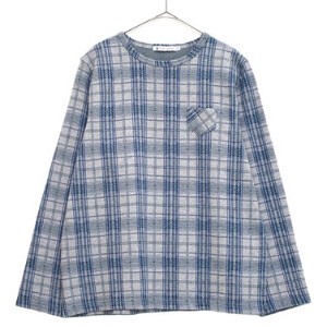T-shirt Pullover Tartan Check Pattern Crew Neck Long Sleeves Made in Japan