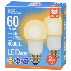 LED電球 E26 60形相当 電球色 2個入