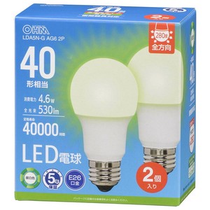 LED電球 E26 40形相当 昼白色 2個入