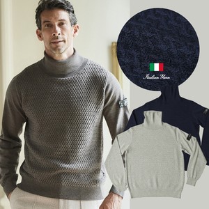 イタリア製生地 キャッシュウール 編み柄切り替え タートルネックセーター 630701 G-stage 秋冬新作