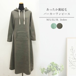 Casual Dress Long Brushed Lining L One-piece Dress