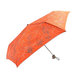 綿×ポリエステル 総柄プルメリア 3段丸ミニ 折りたたみ傘 晴雨兼用 UVカット