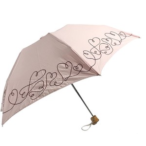 綿×ポリエステル コード刺繍ハート 3段丸ミニ 折りたたみ傘 晴雨兼用 UVカット