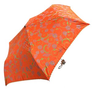 綿×ポリエステル アップル&フラワー 3段丸ミニ 折りたたみ傘 晴雨兼用 UVカット