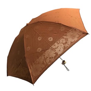 綿×ポリエステル シャンブレーボーダー　オパール加工 3段丸ミニ 折りたたみ傘 晴雨兼用 UVカット