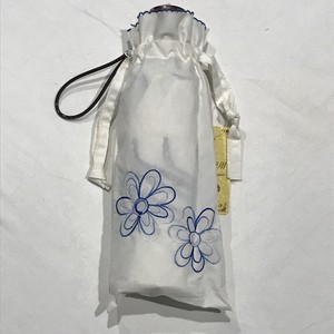 綿×ポリエステル グラデーションフラワー刺繍 3段丸ミニ 折りたたみ傘 晴雨兼用 UVカット