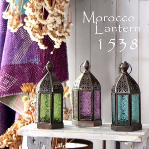 モロッコランタン キャンドルホルダー 高さ17.5cm 6面のレリーフガラス