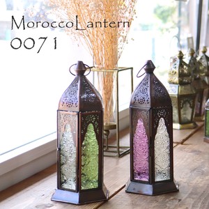 モロッコランタン キャンドルホルダー 高さ24cm 6面のレリーフガラス Morocco Lantern Candle holder