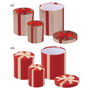 装飾用ギフトボックス3個セット(ラウンド)【クリスマスツリー装飾】